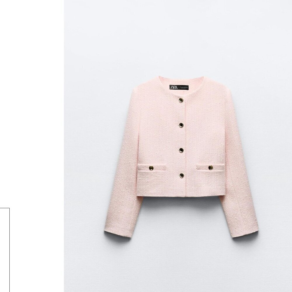ZARA TEXTURED ROUND COLLAR BLAZER Size S NEW WITH TAG! - Picture 6 of 14